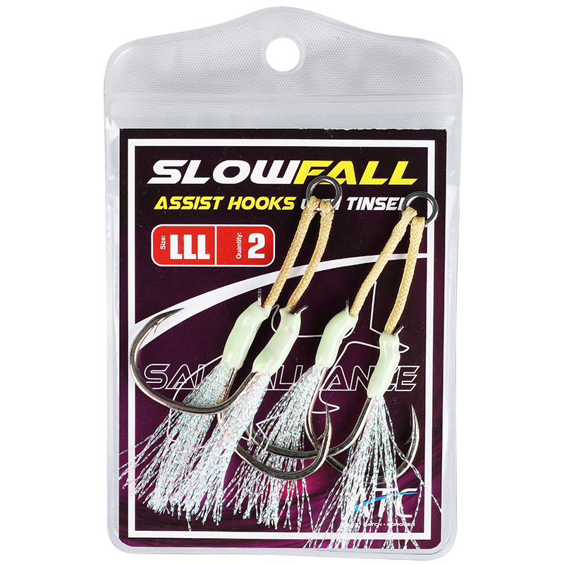 SLOWFALL ASSIST HOOKS with GREEN TINSEL DUAL